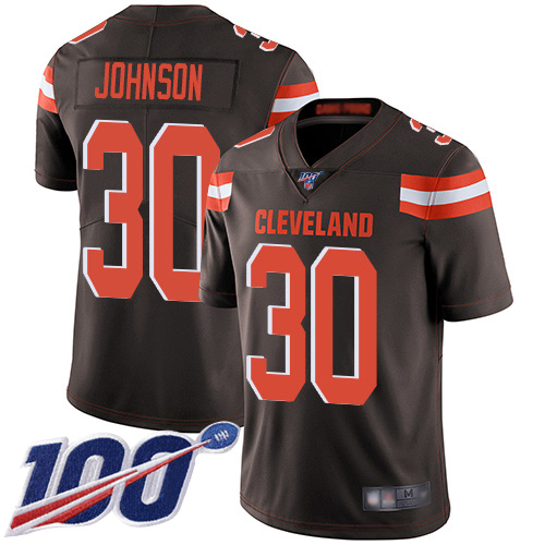 Cleveland Browns D Ernest Johnson Men Brown Limited Jersey #30 NFL Football Home 100th Season Vapor Untouchable